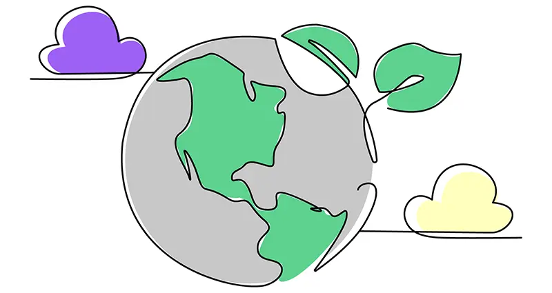 Illustrative Earth Day clipart showing a globe encircled by diverse flora, emphasizing the importance of environmental care.