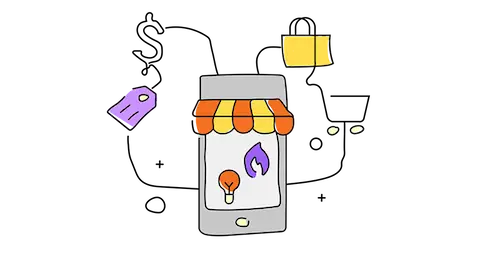 Illustration of a phone with a candle and holder, conveying a sense of warmth and comfort.