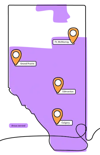 Map of Alberta showing Direct Energy Regulated service areas for gas