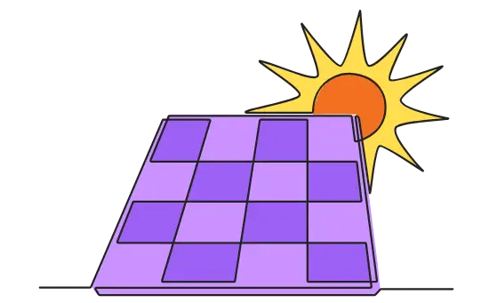 An illustration of a house featuring solar panels on the roof, showcasing a modern and eco-friendly design.