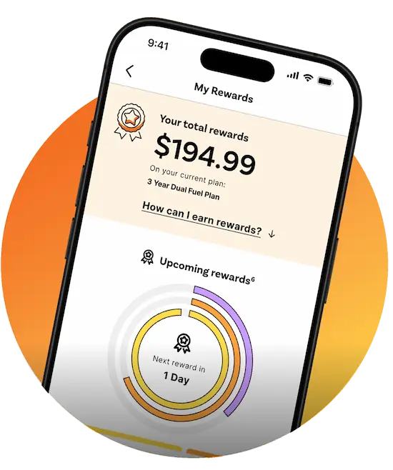 screenshot of Direct Energy app "my rewards" section.