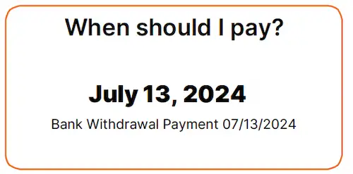 display of auto pay, auto pay is set up for bank withdrawal