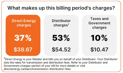 Retailer charges section of bill
