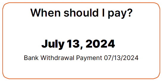 display of auto pay, auto pay is set up for bank withdrawal