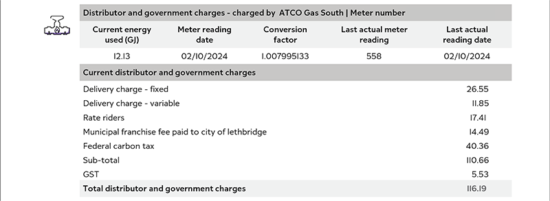 Bill portion - Gas distribution charges
