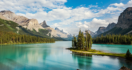 Scenic view of Moraine Lake Alberta