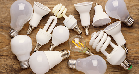 Photo of various types of lightbulbs