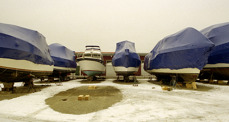 Photo of a boat storage yard