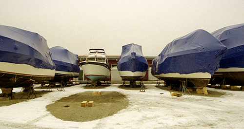 Photo of a boat storage yard