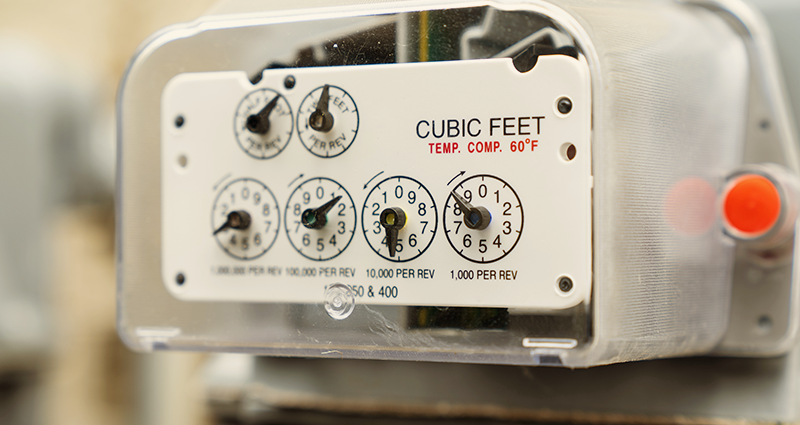 Close up of single gas meter