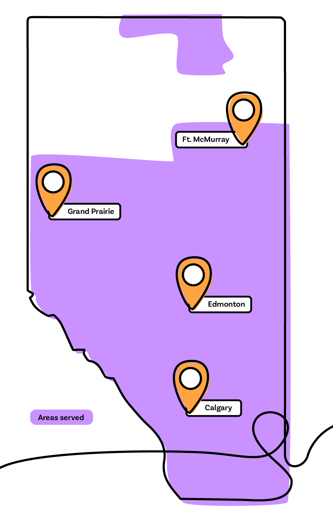 Map of Alberta showing Direct Energy Regulated service areas for gas