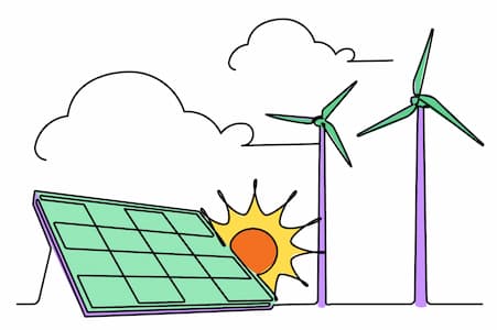 An illustration of a house featuring solar panels on the roof, showcasing a modern and eco-friendly design.